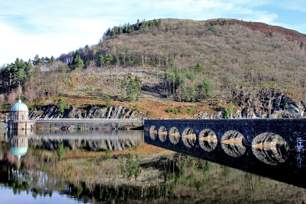 Elan Valley Dam, Bridge and Reflections in the Water