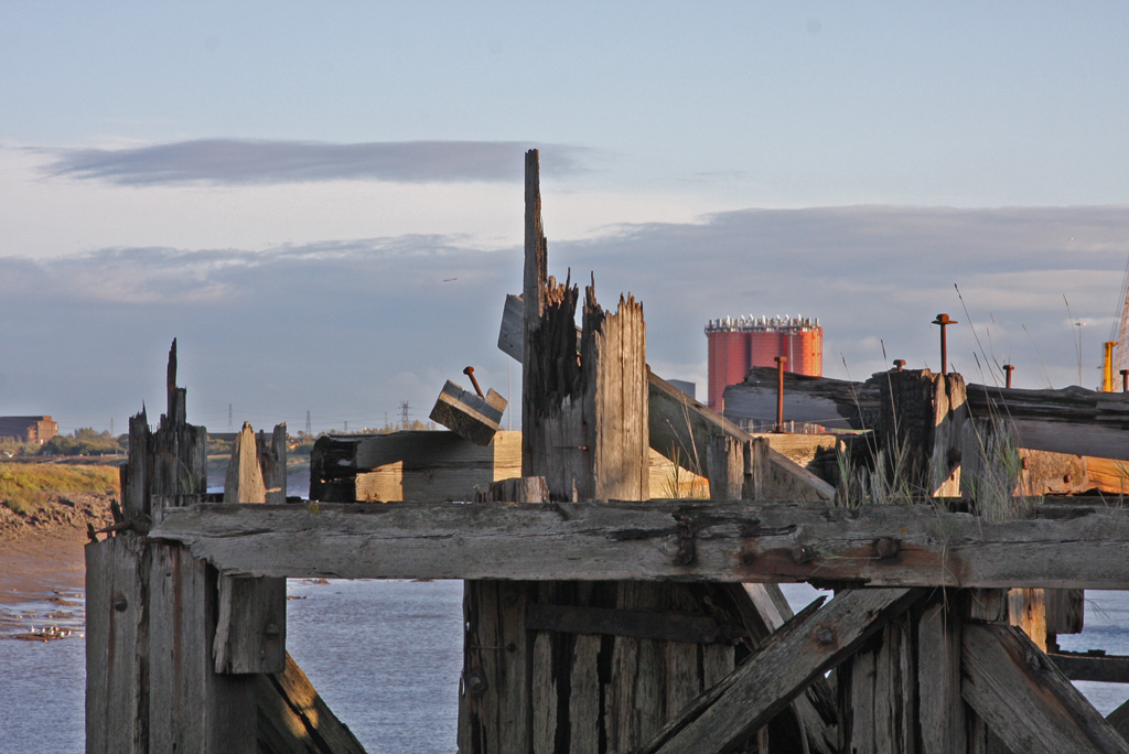 Remains of old wodden ship-loading pier in Newport