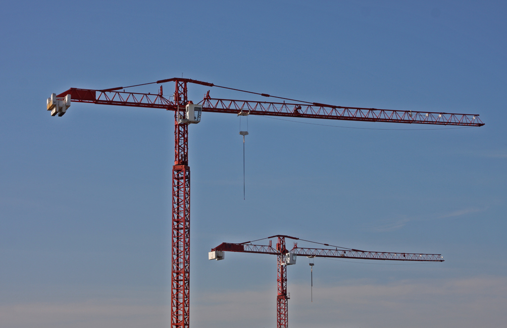 Twin Cranes in Newport, Gwent, as part of the rebuilding scheme