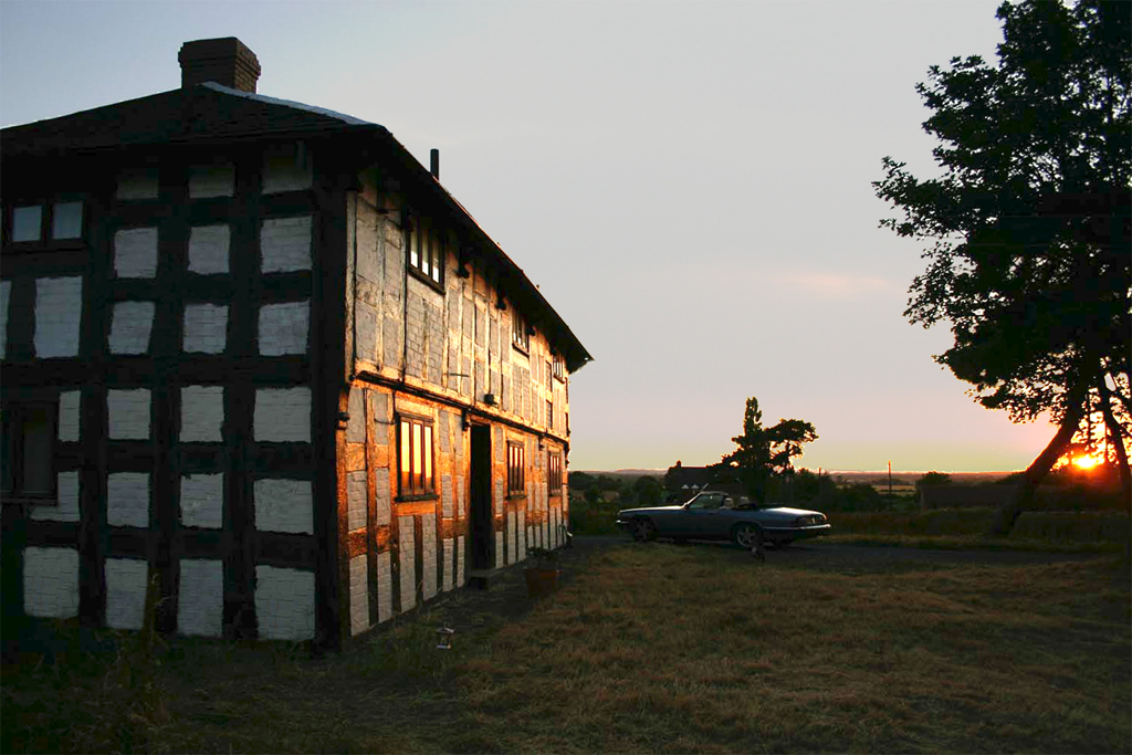 Restored Tudor House in High Ercall, Shropshire at Sunset