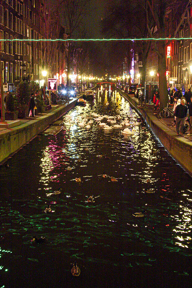 Amsterdam, Red Light district at Night,