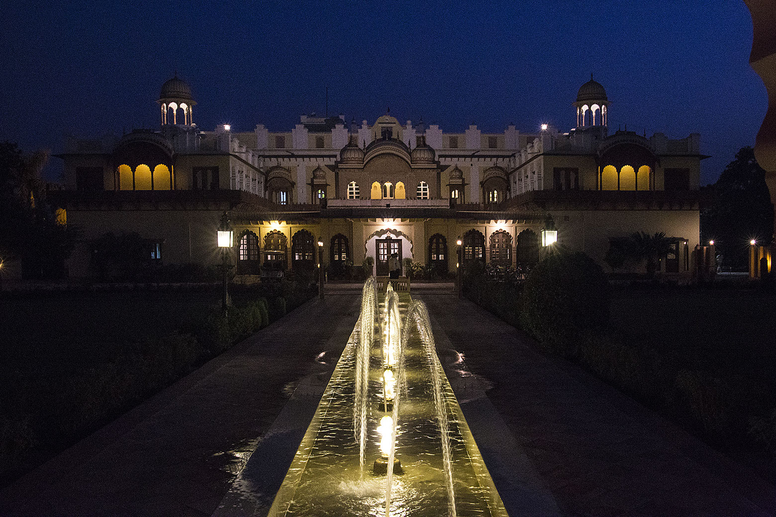 Luxme Palllace, Jaipur, India at night.