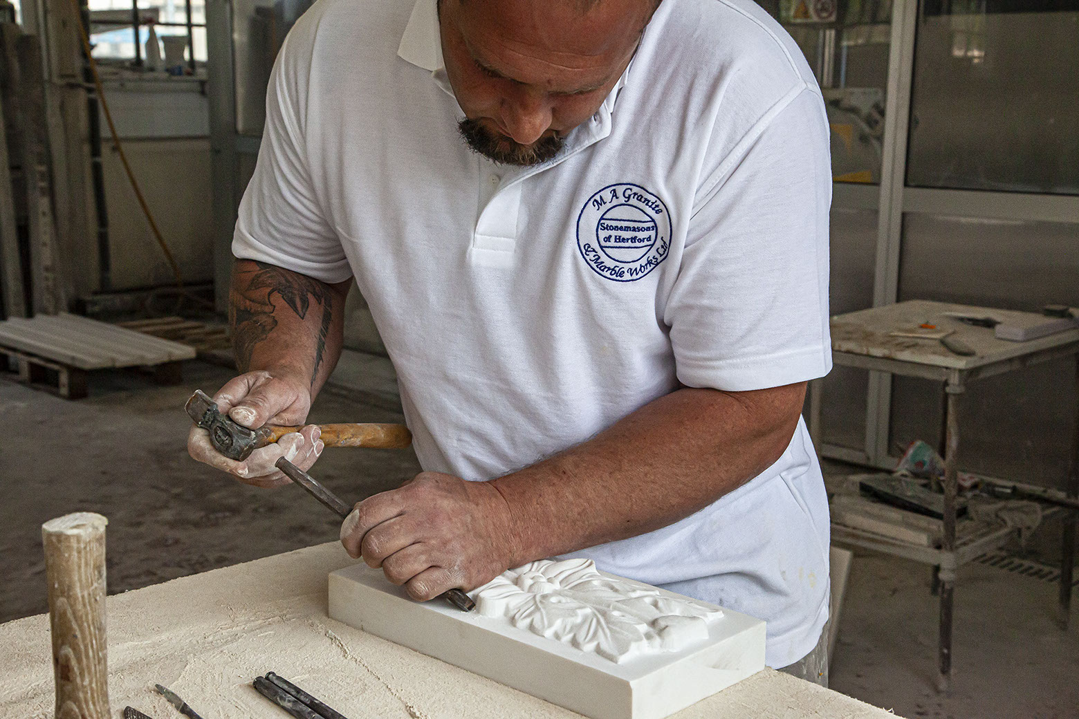 Craftsman Carving Marble